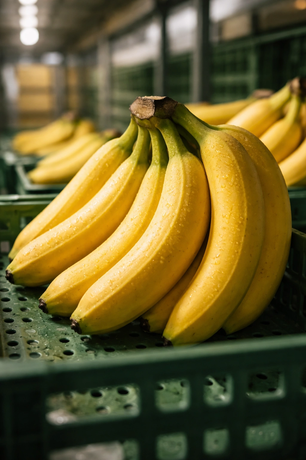 Banana bunch with thick skins in storage retaining potassium