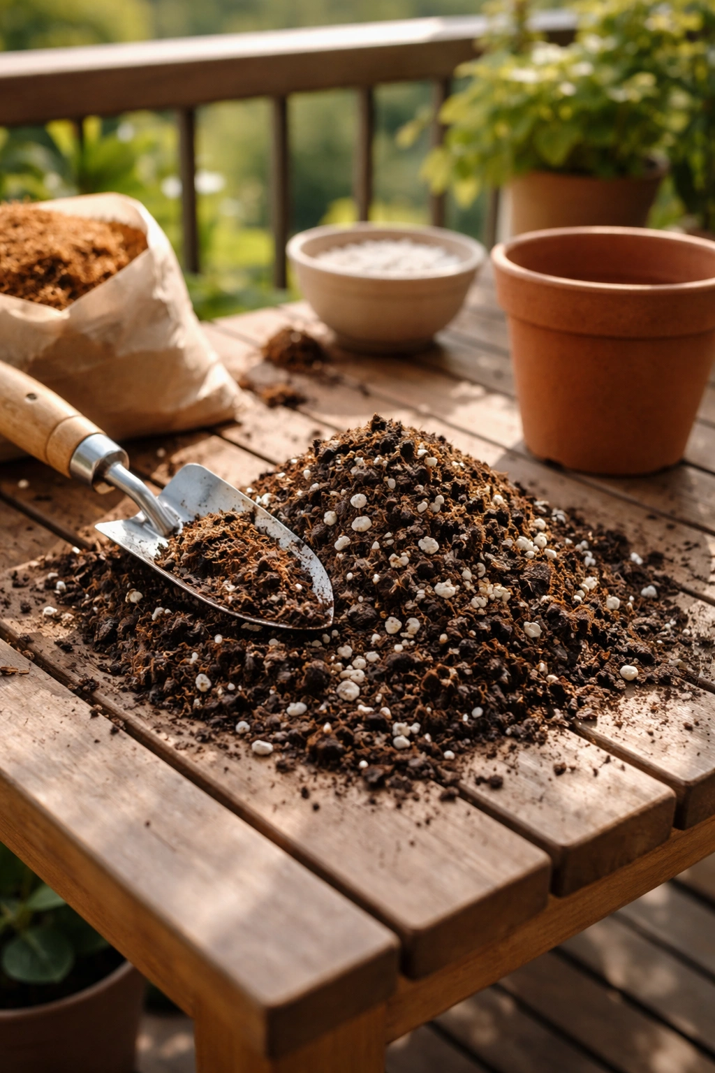 Potting mix with perlite and coco coir ready for planting