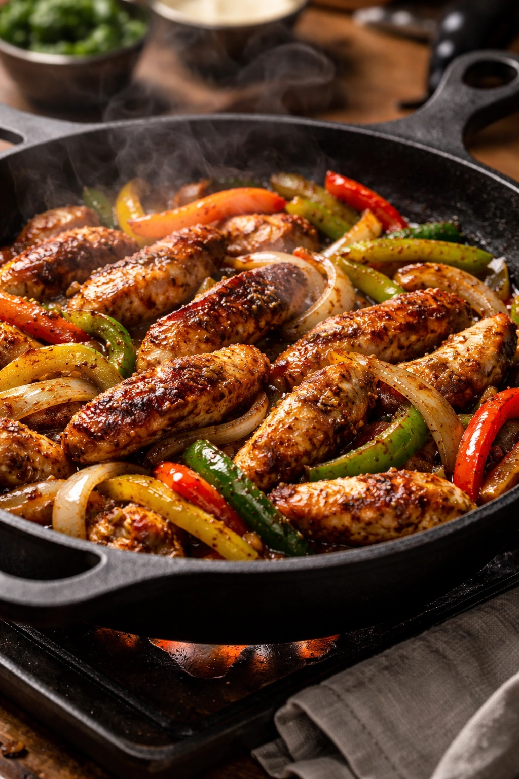 Cast iron skillet with browned chicken for restaurant-quality results