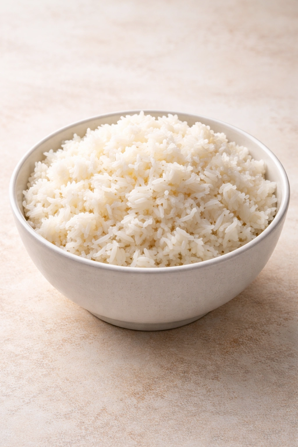Steamed white rice in a bowl