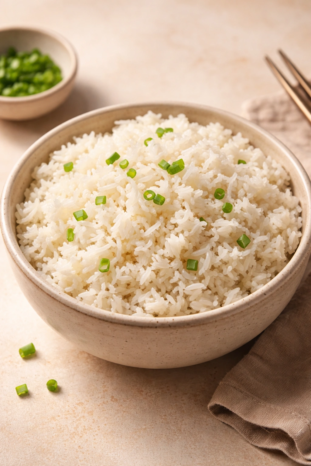 Close-up of fluffy jasmine rice in a bowl