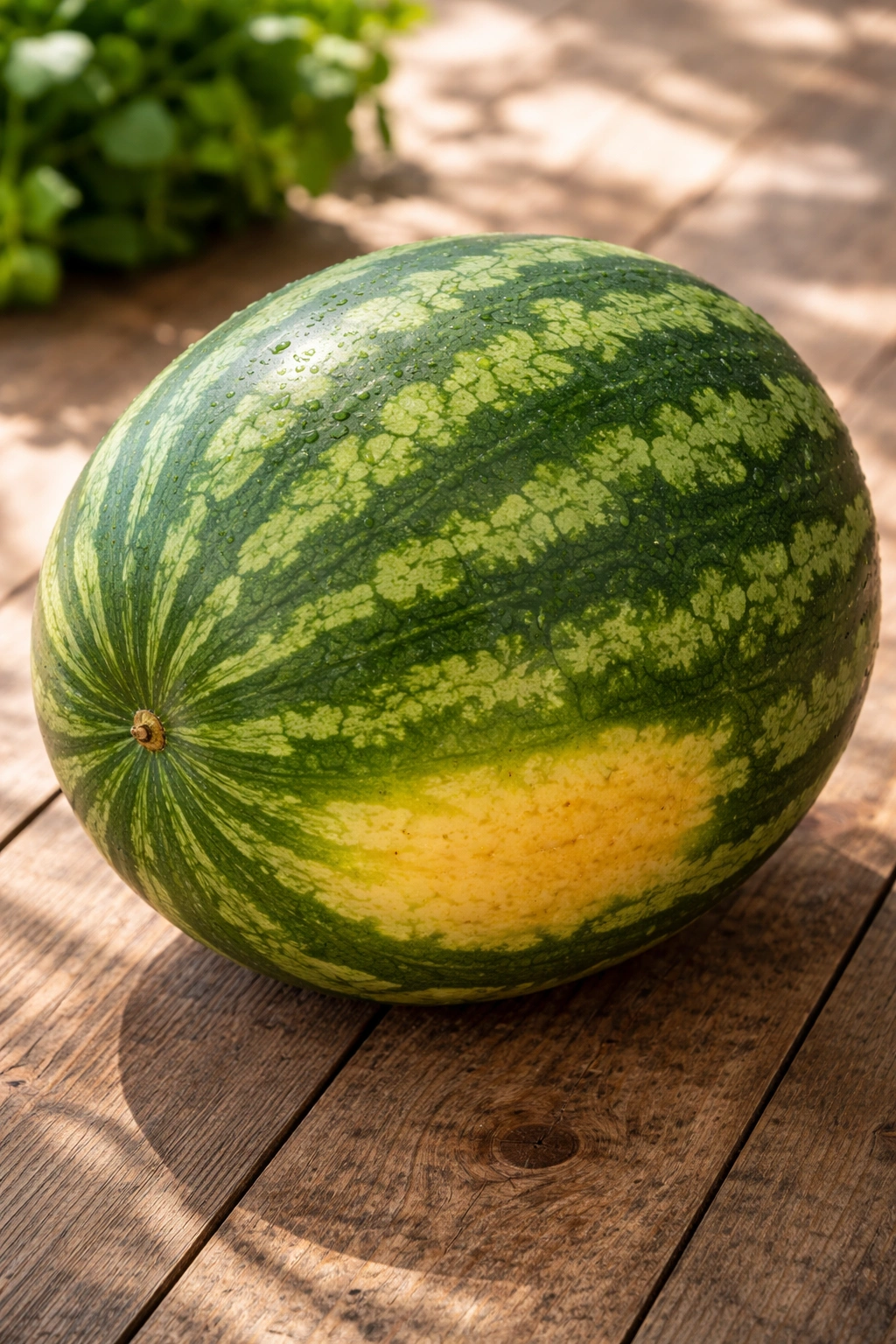 Ripe watermelon with yellow ground spot ready for salad