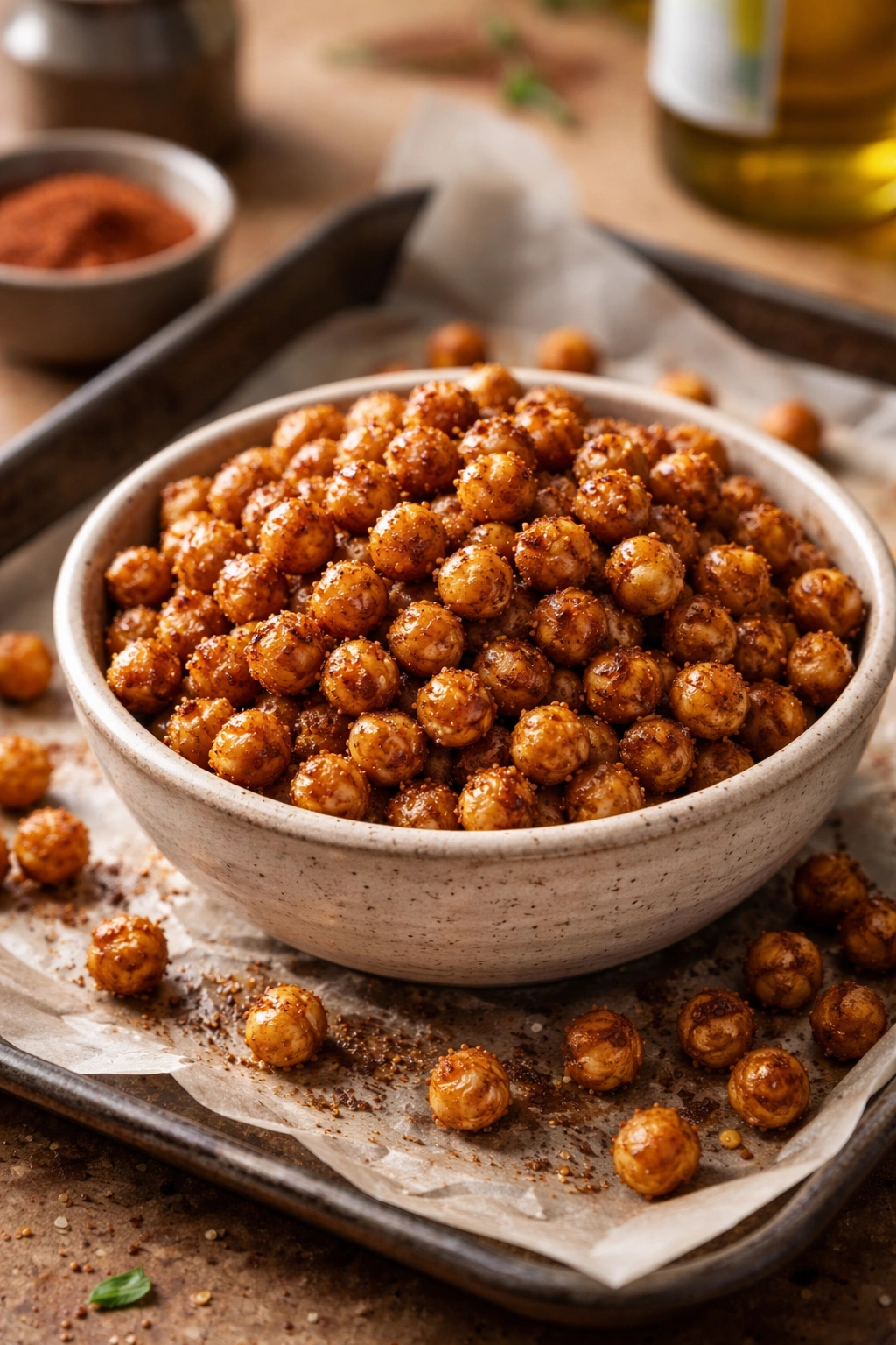 Golden roasted chickpeas with paprika and cumin