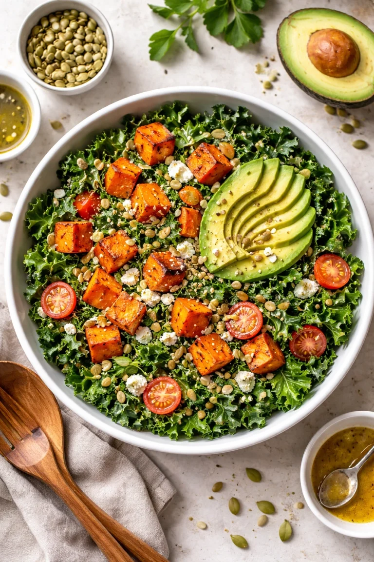 Filling Kale and Sweet Potato Salad for Lunch