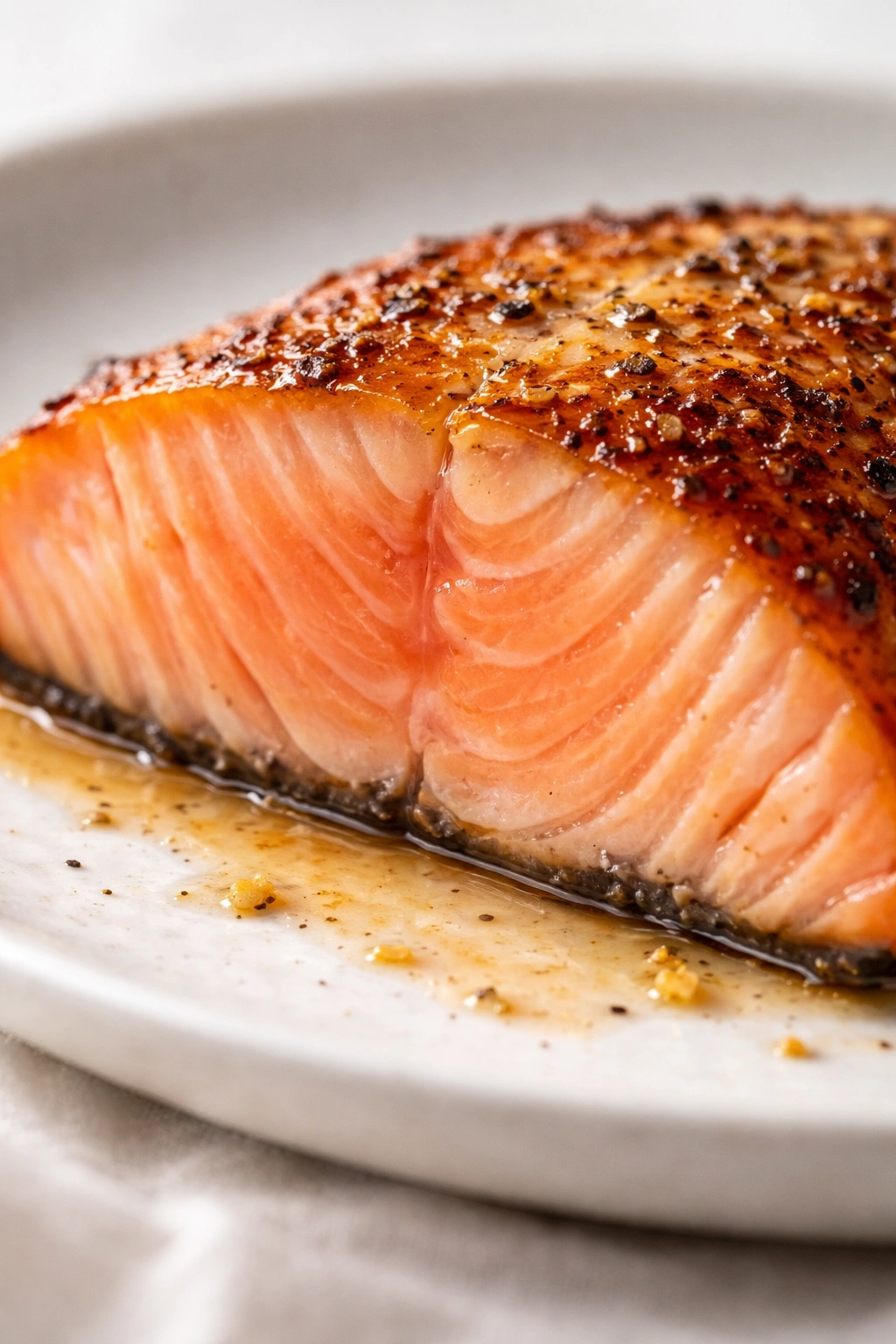 Cross-section of salmon showing center translucency to edge opacity
