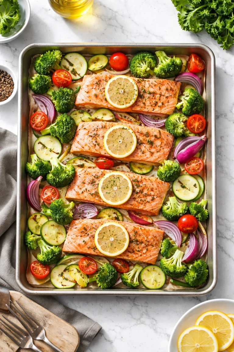 Sheet Pan Salmon and Veggies in 20 Minutes