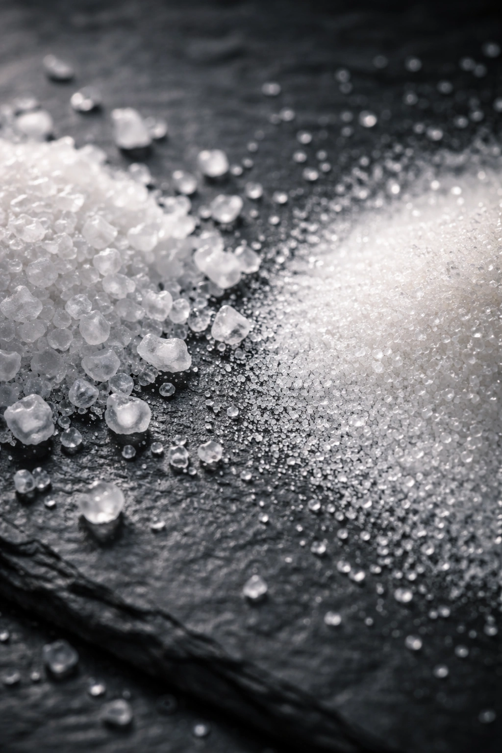 Macro salt and sugar crystals illustrating salty-sweet flavor science