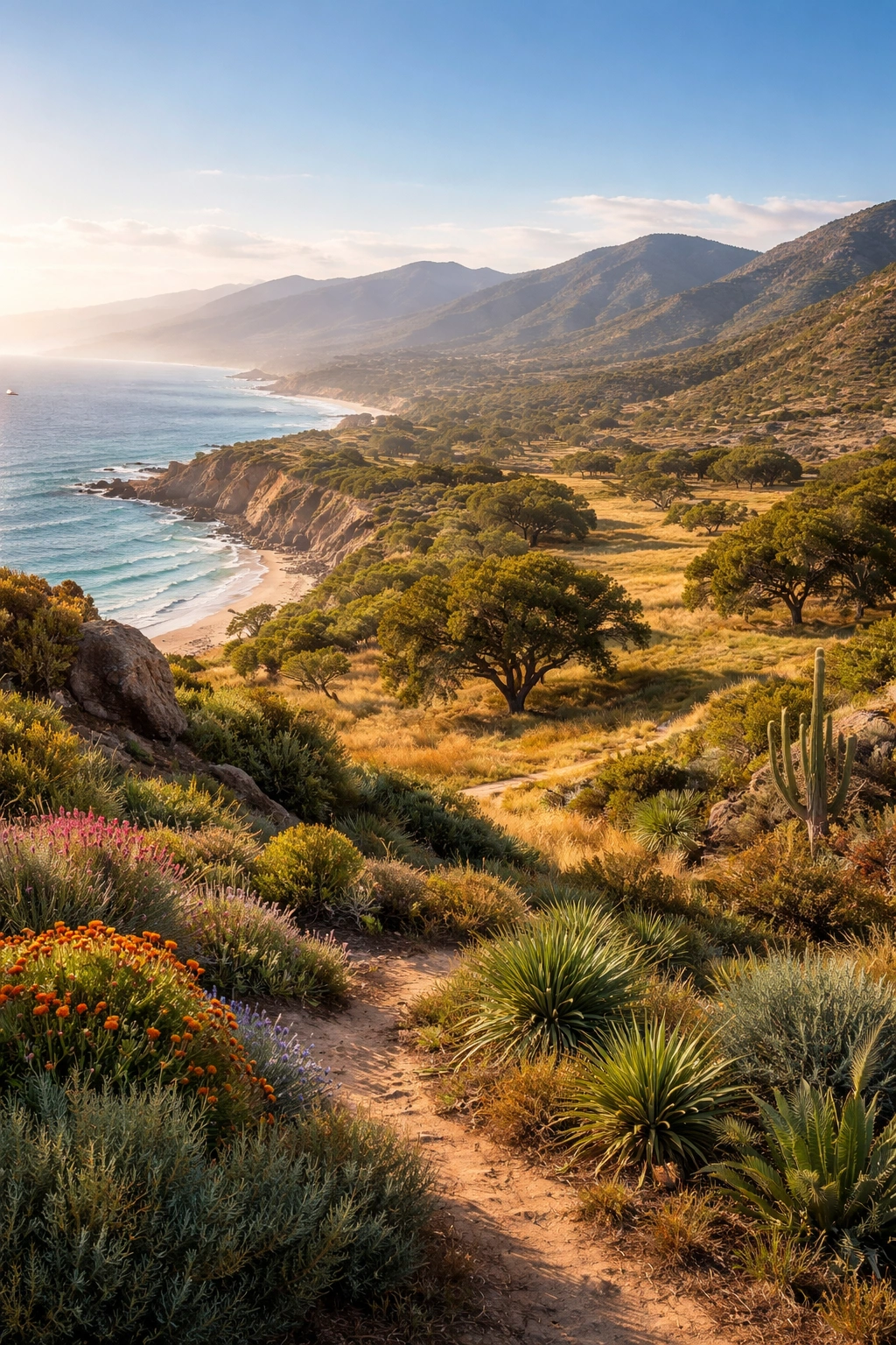 Panoramic landscape showing San Diego's diverse growing conditions with coastal, inland, and desert-edge microclimates.