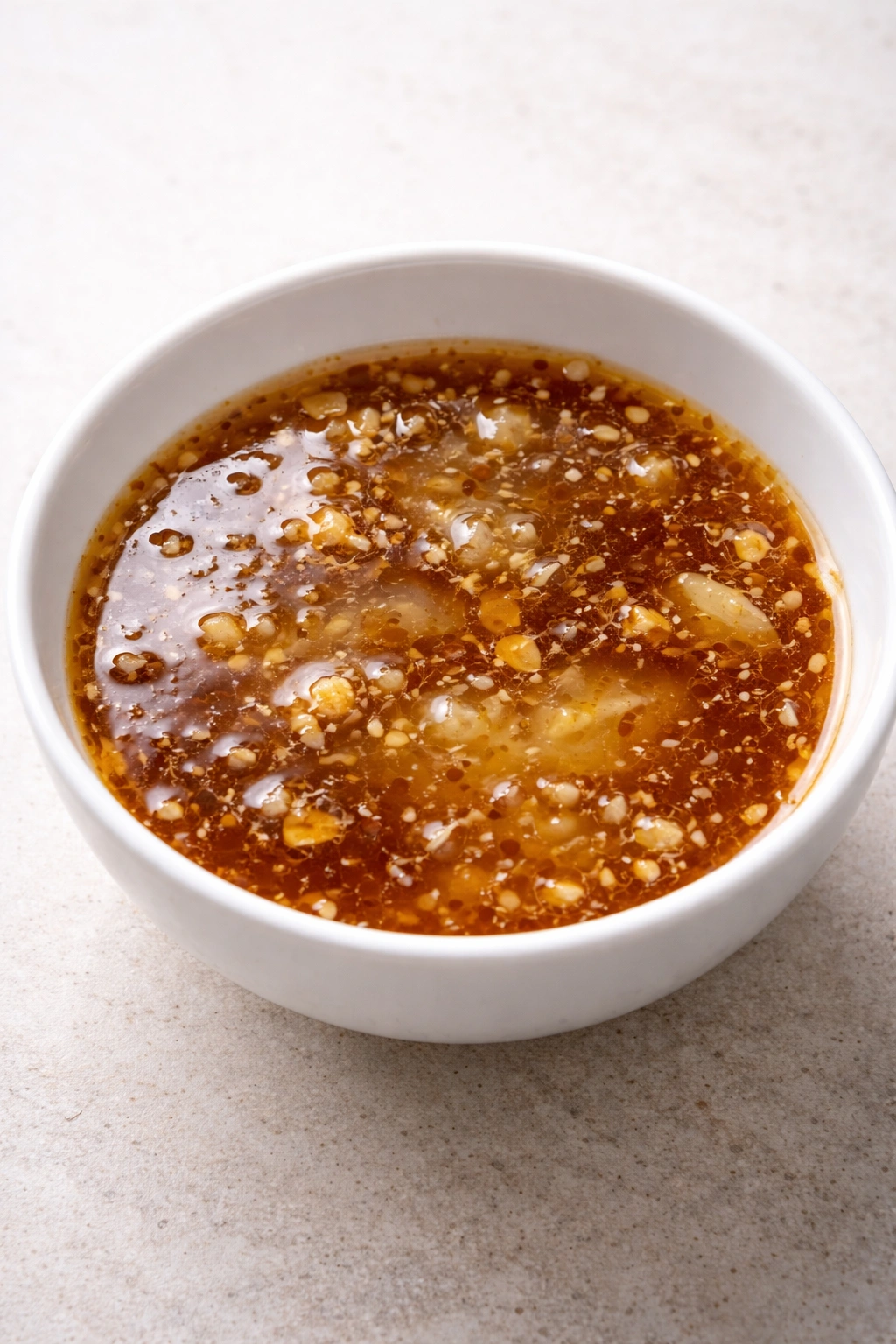 Bowl of cloudy, lumpy sauce illustrating common mistakes in making stir-fry sauce