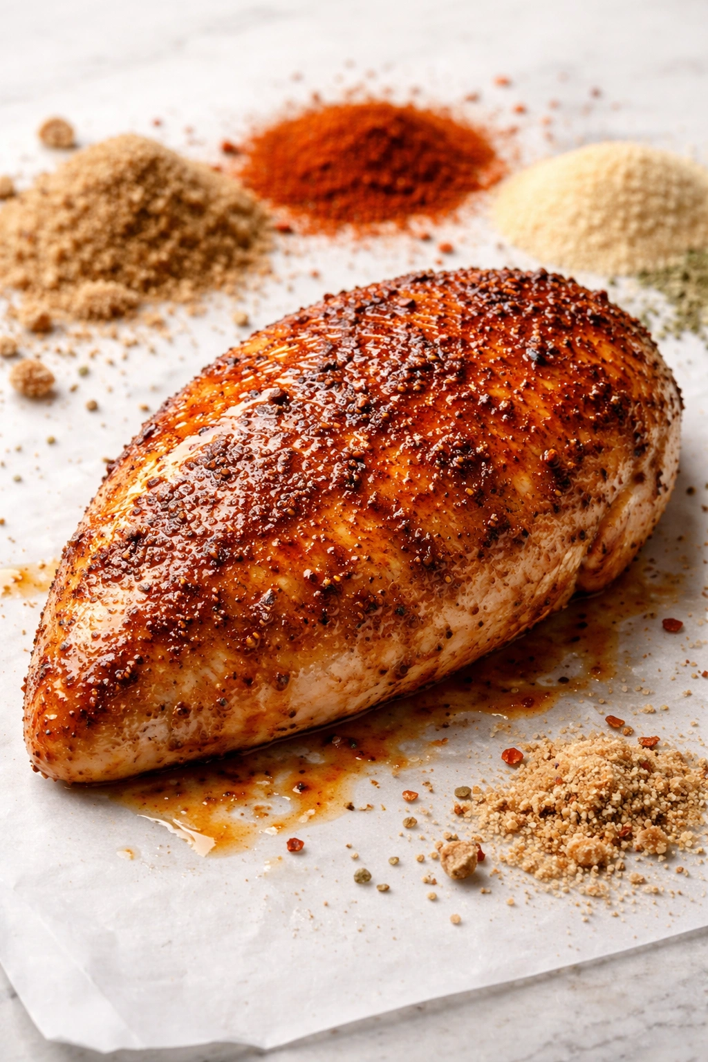 Seasoned chicken breast with caramelized crust