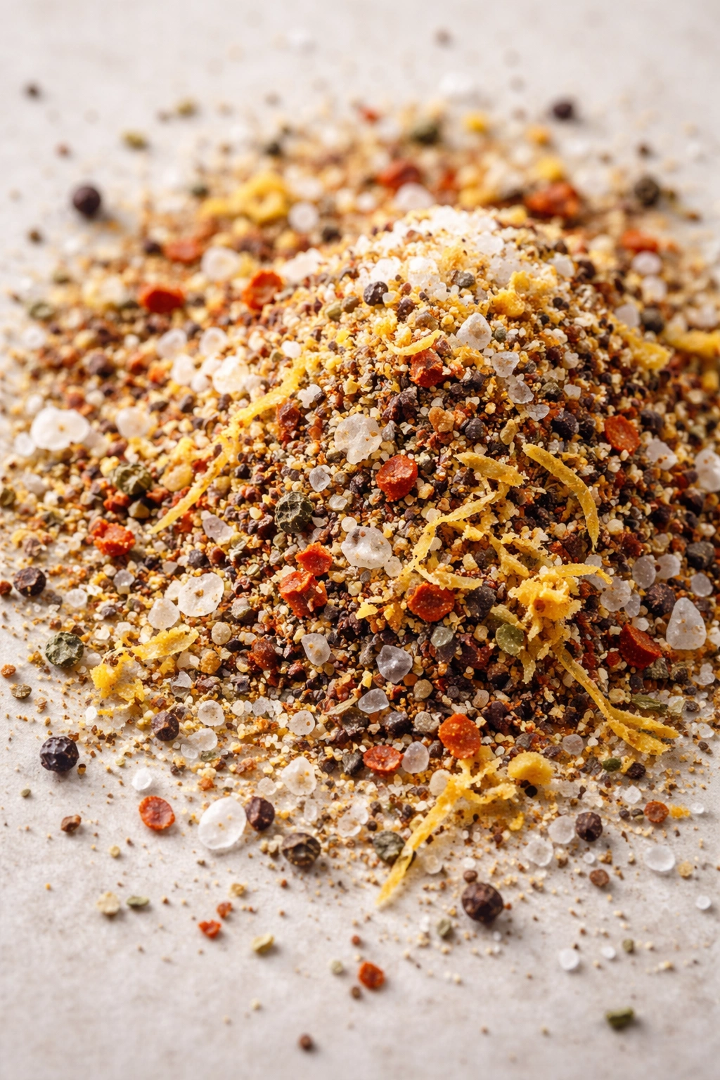 Dry seasoning blend with pepper and herbs