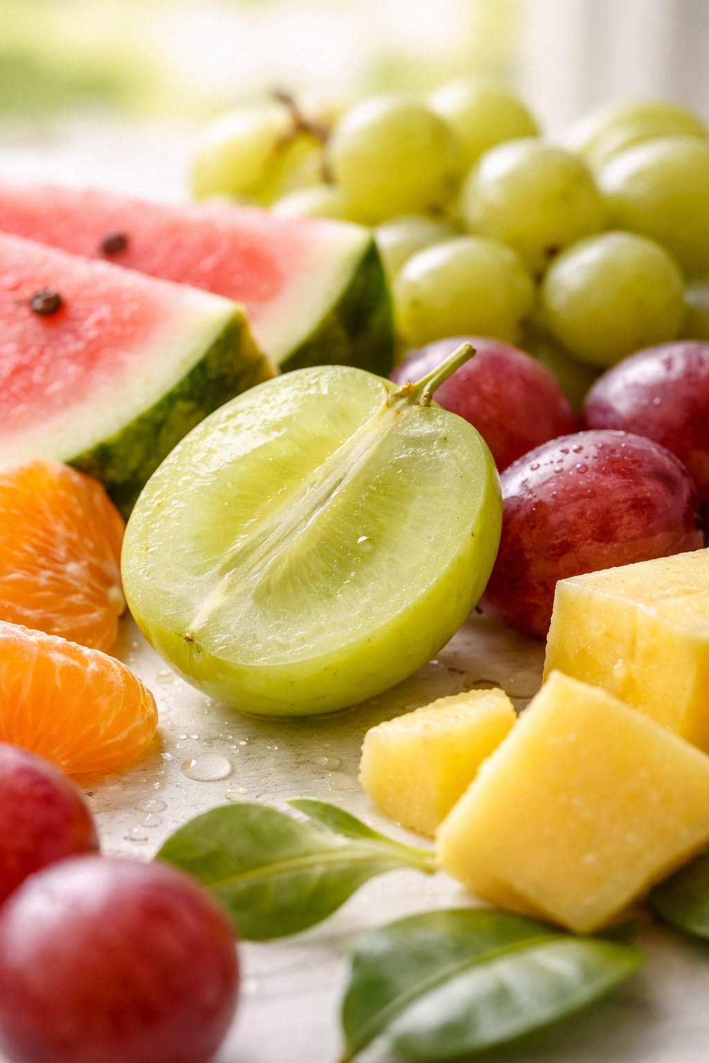 Seedless fruit on bright background emphasizing convenience
