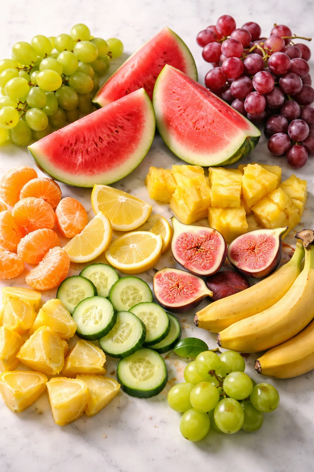 Seedless fruit varieties displayed with no seeds visible in a clean studio setup.