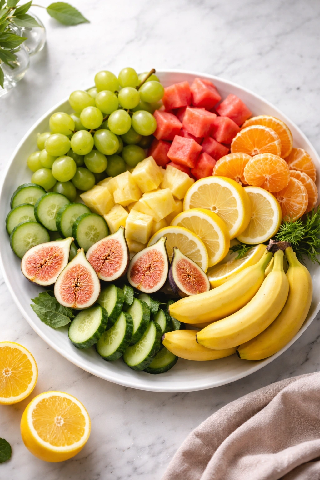 Balanced seedless fruits plate representing final verdict.