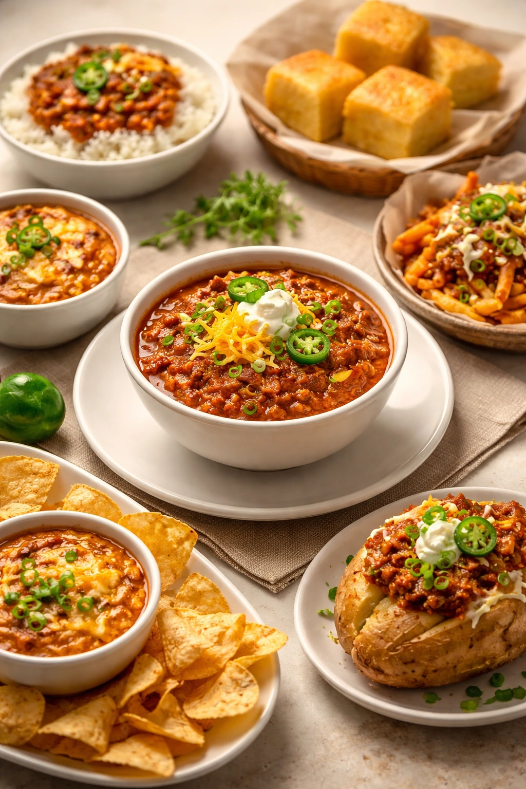 Plate with chili on a neutral placemat under warm light