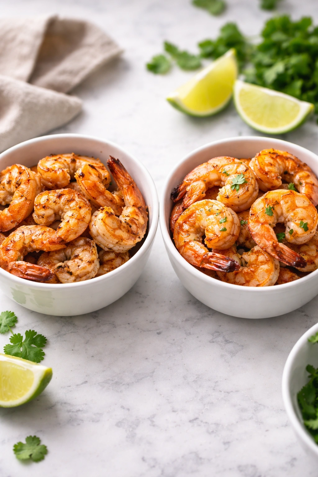 Split-quality comparison of overcooked and perfectly cooked shrimp for learning
