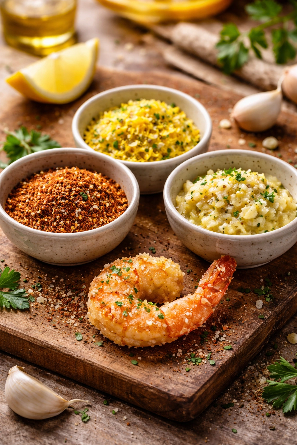Flavor variations: Cajun, Lemon Pepper, Garlic Butter shrimp variations.