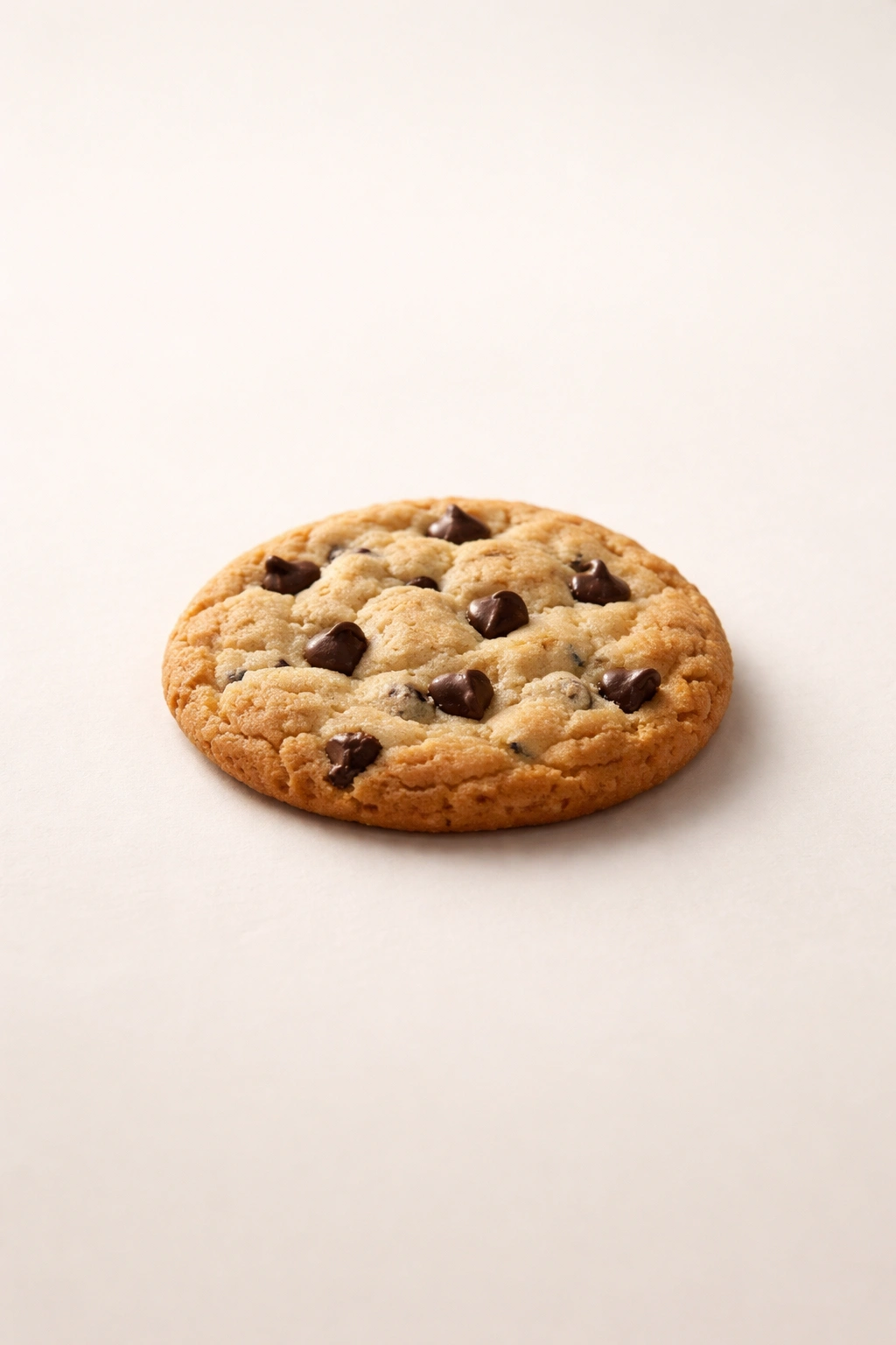 Single cookie on neutral surface with soft shadow
