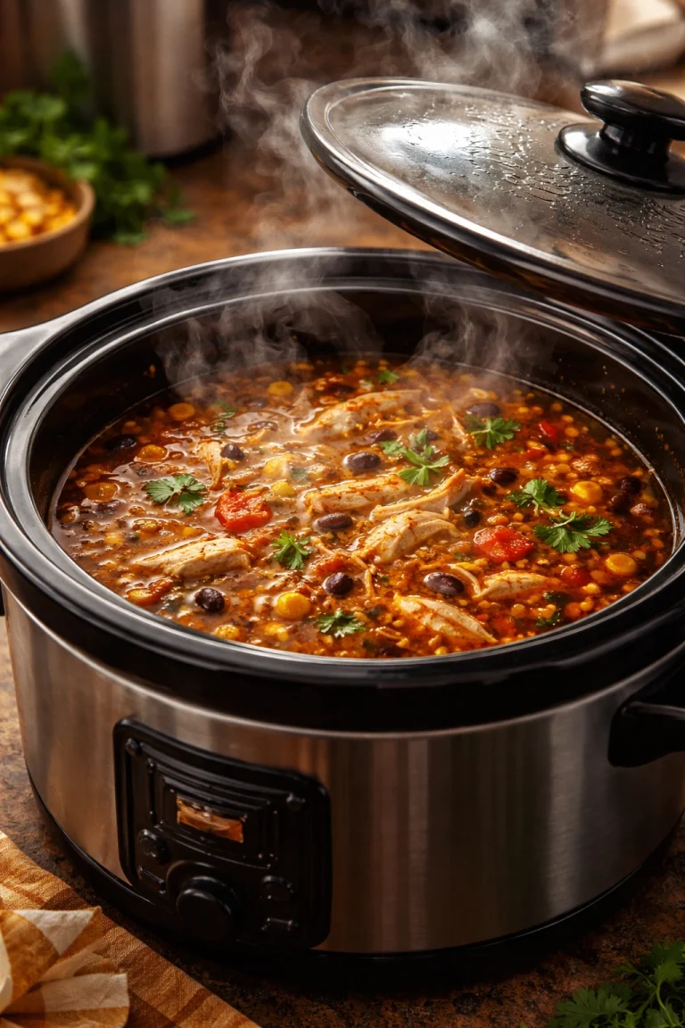Easy Crock Pot Chicken Tortilla Soup for Dinner