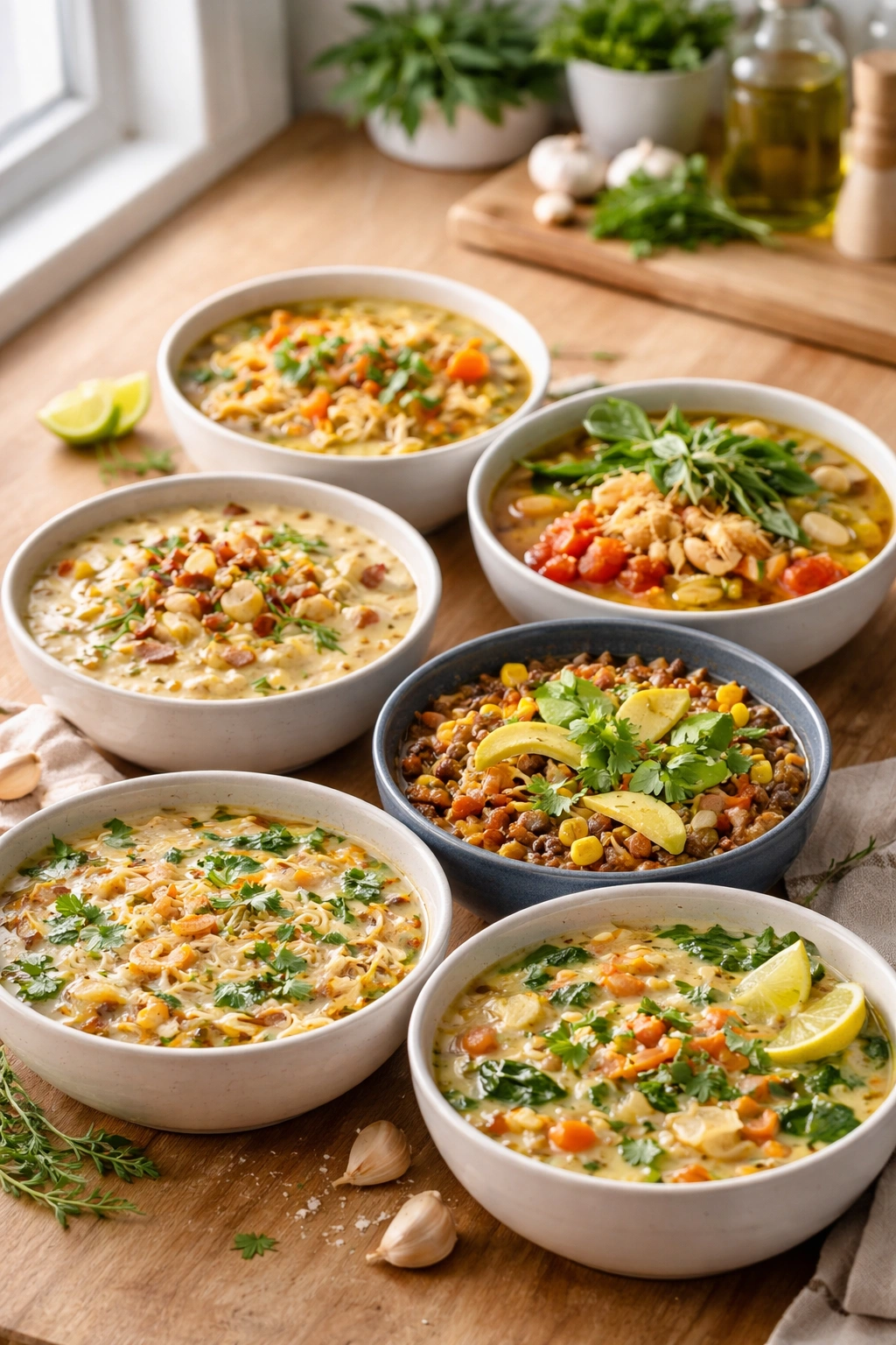 Steaming bowl of soup on a wooden surface, showcasing rich texture and warmth.