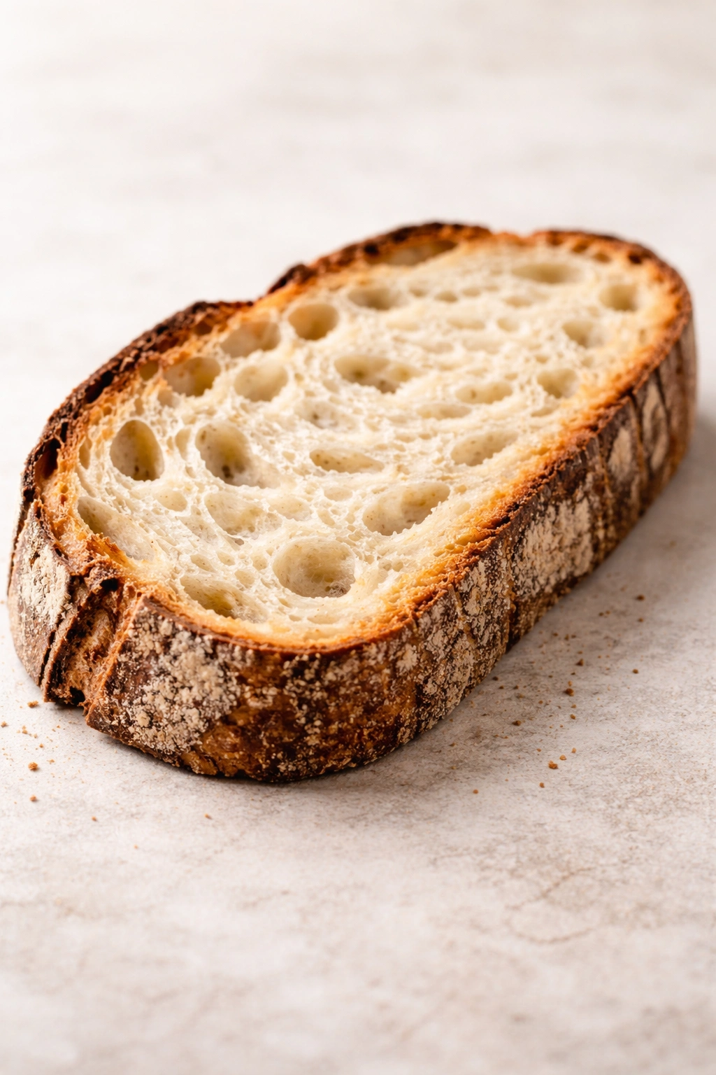Rustic sourdough bread slice with crust