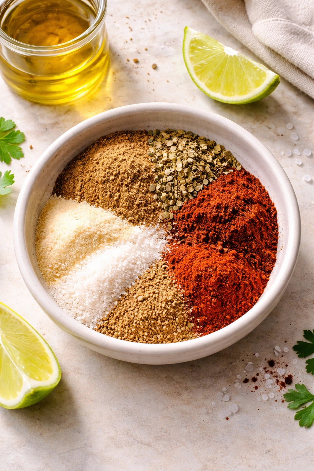 Spice blend in bowl with cumin, chili powder, oregano