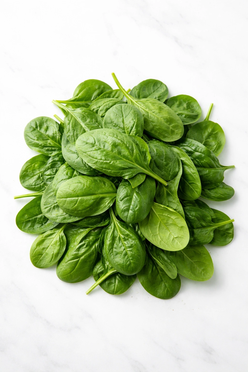 Fresh spinach leaves on white background