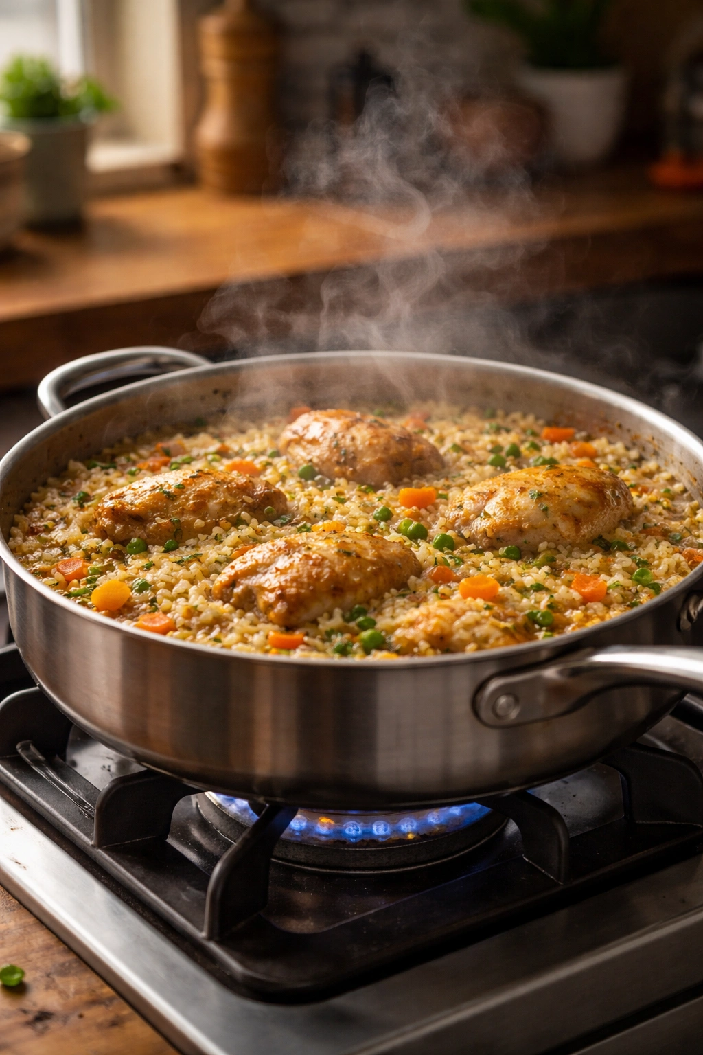 Steam rising from a pot on the stove, illustrating troubleshooting and heat control.