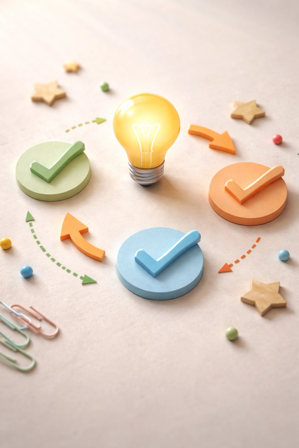 Abstract icons showing takeaways and success without text