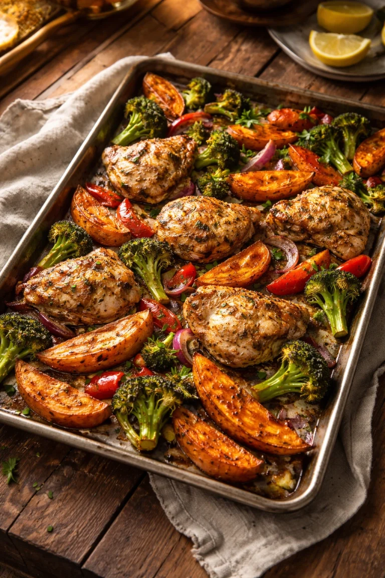 Sweet Potato Sheet Pan Dinner With All the Fixings