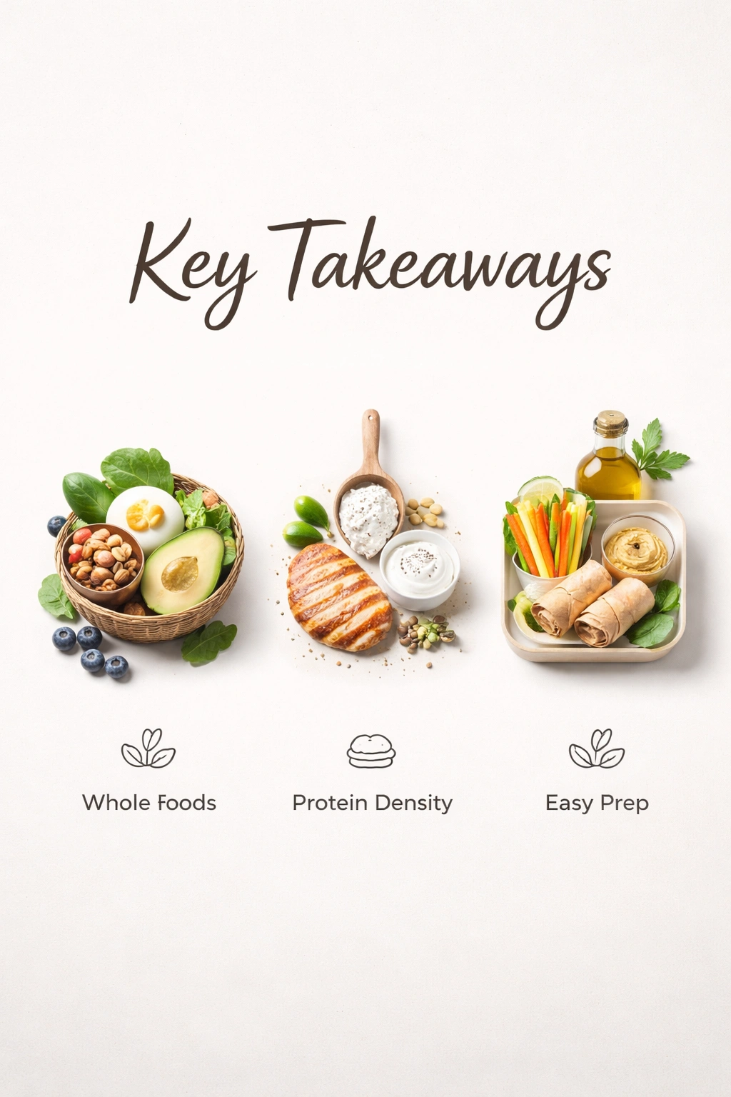 Abstract icons representing takeaways on neutral background