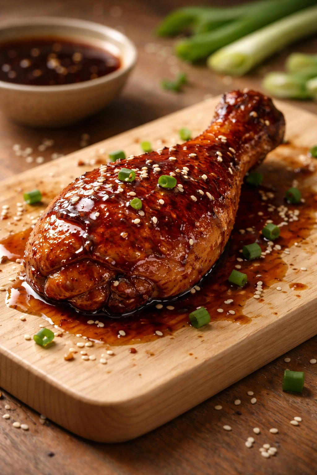 Chicken with glossy teriyaki glaze