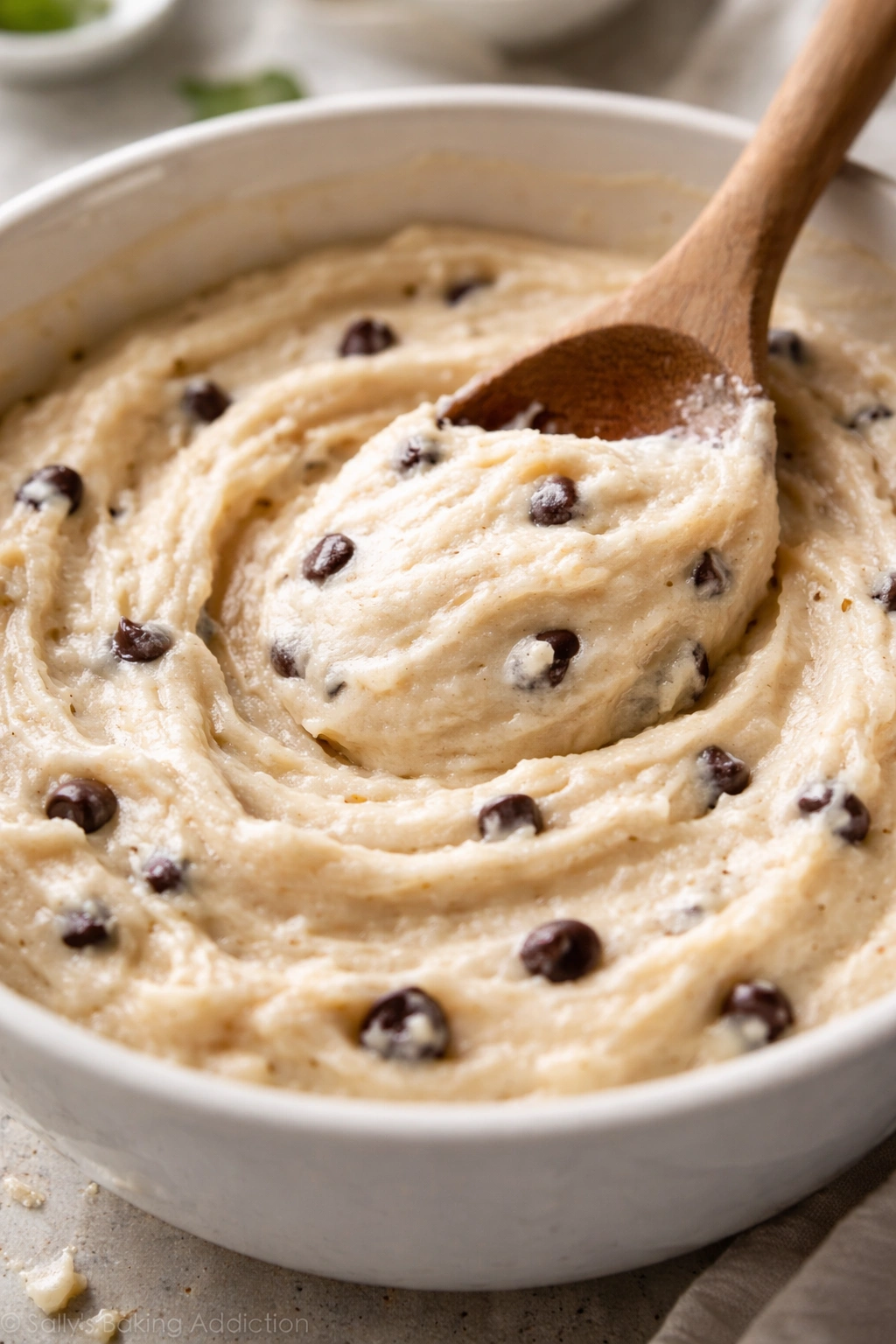 Macro close-up of smooth cottage cheese cookie dough surface