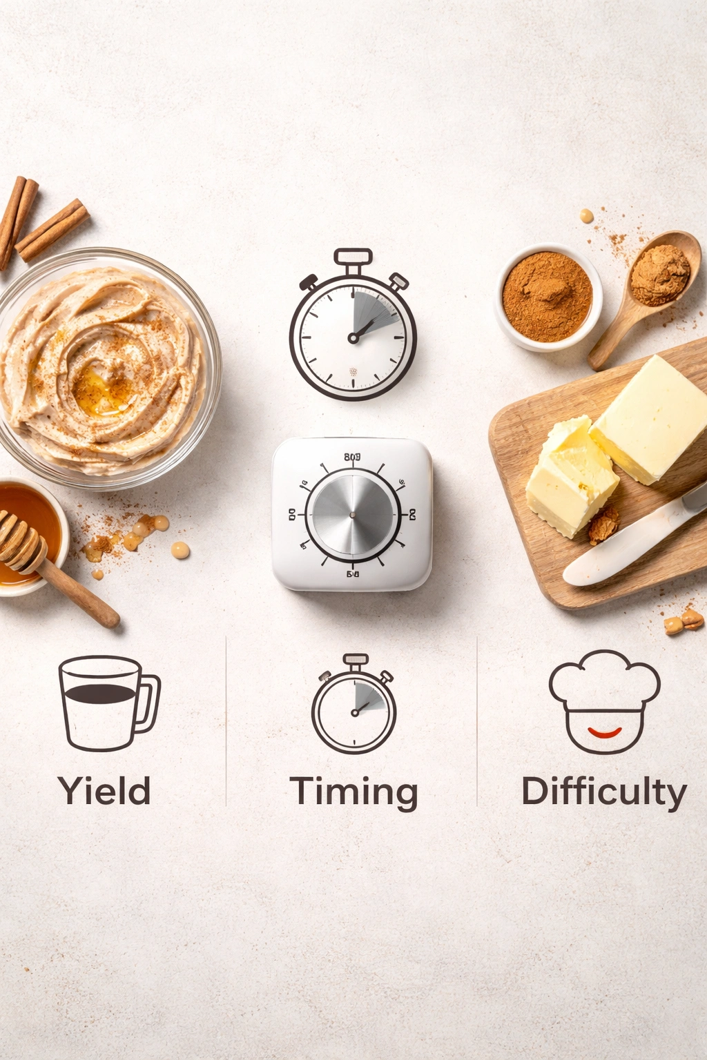Minimal kitchen timer silhouette on a plain surface
