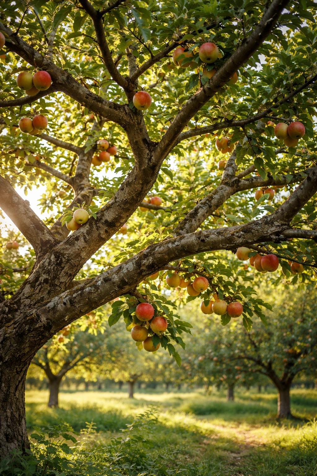 Fruit tree with visible branches and fruiting spurs