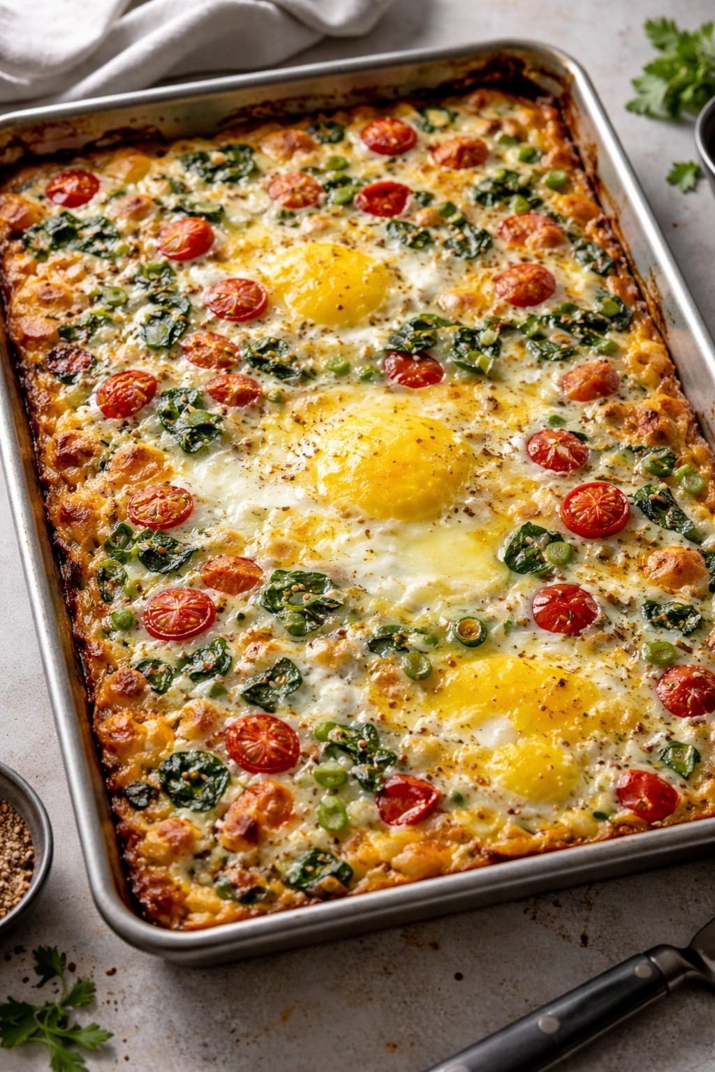 Undercooked center in sheet pan eggs vs fully set edges