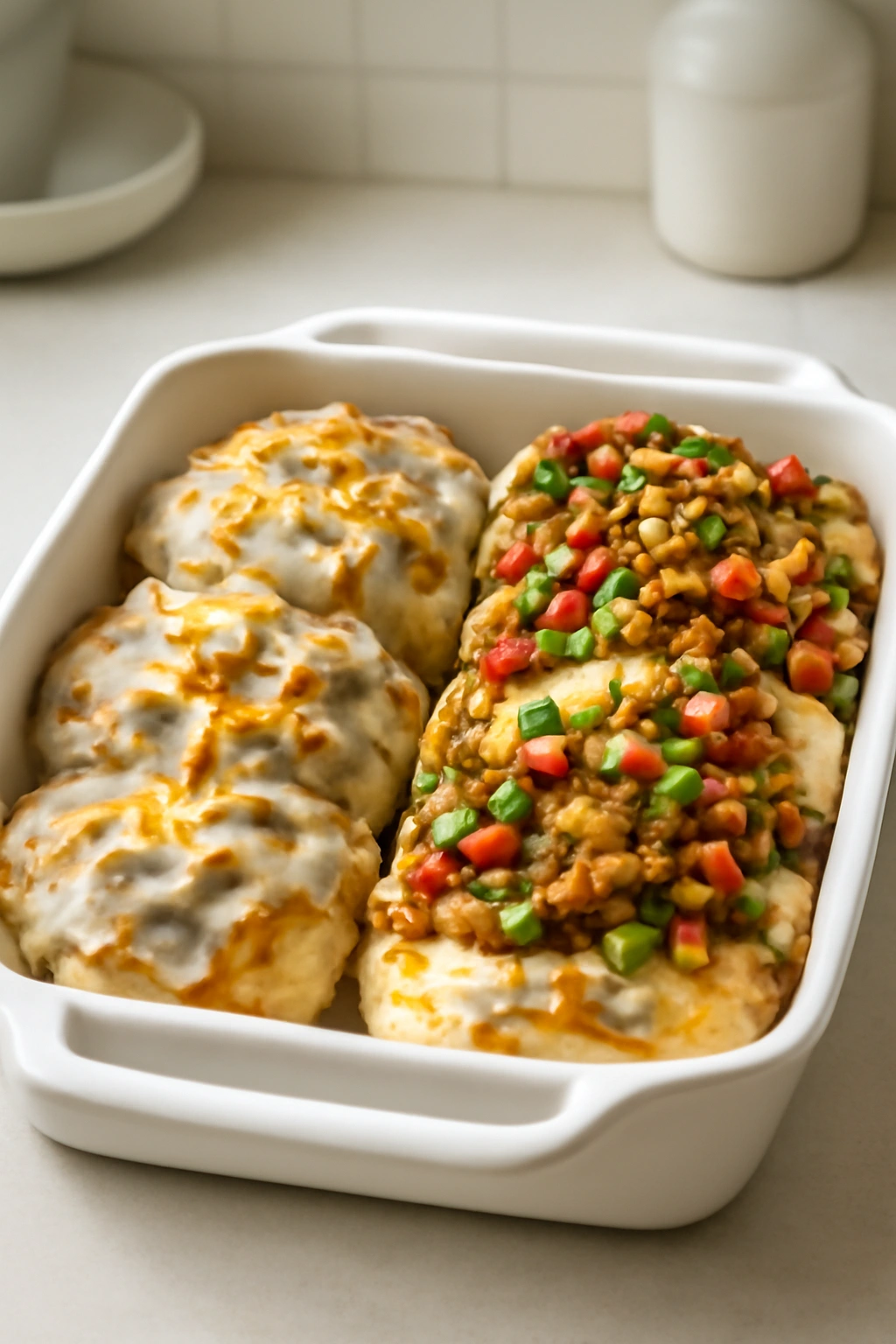 Biscuits and gravy variations including vegetarian option