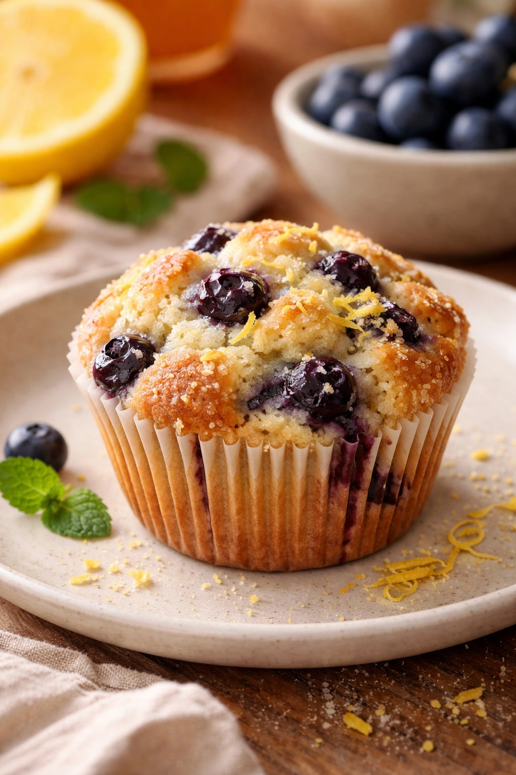 Blueberry muffin with lemon zest highlighting flavor variations