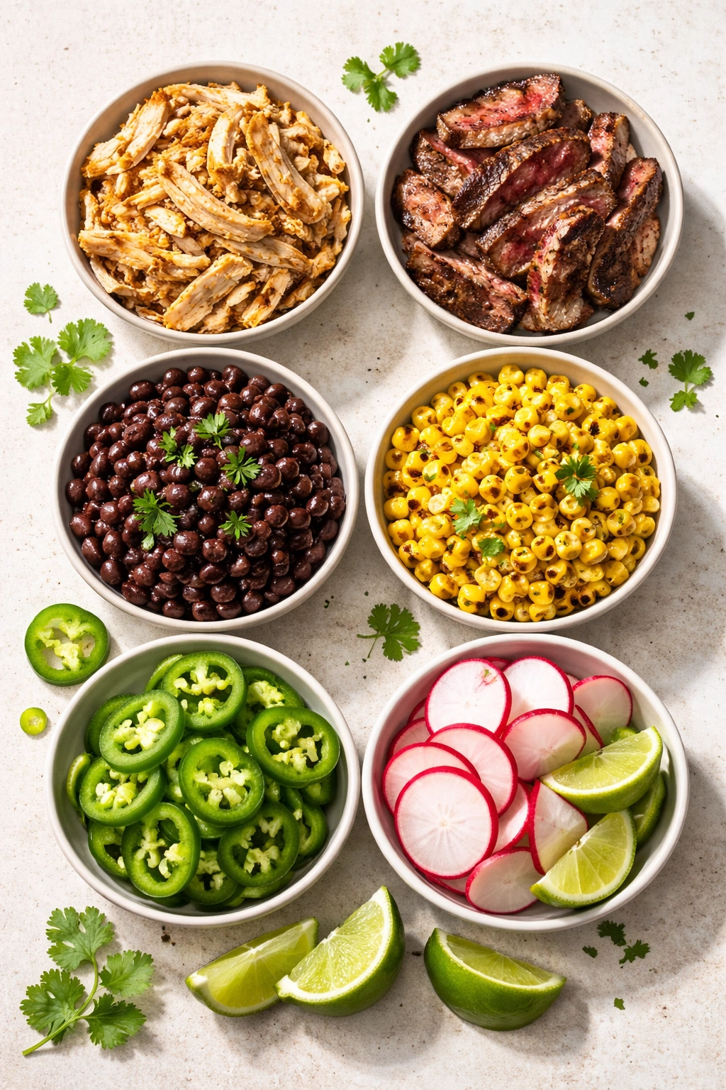 Grid of protein and veg variations for taco salad swaps
