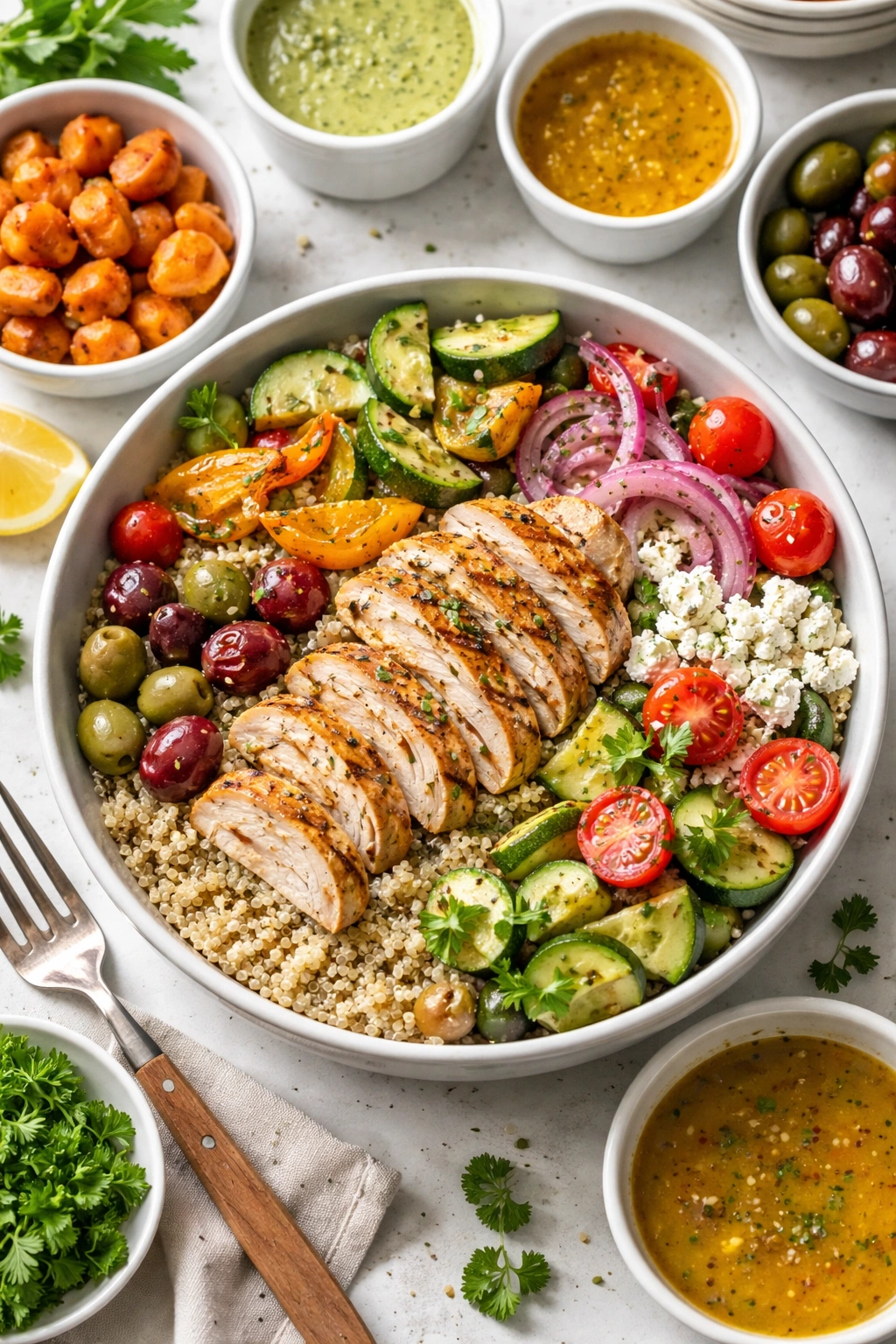 Colorful meal prep bowl with varied ingredients for flavor variety