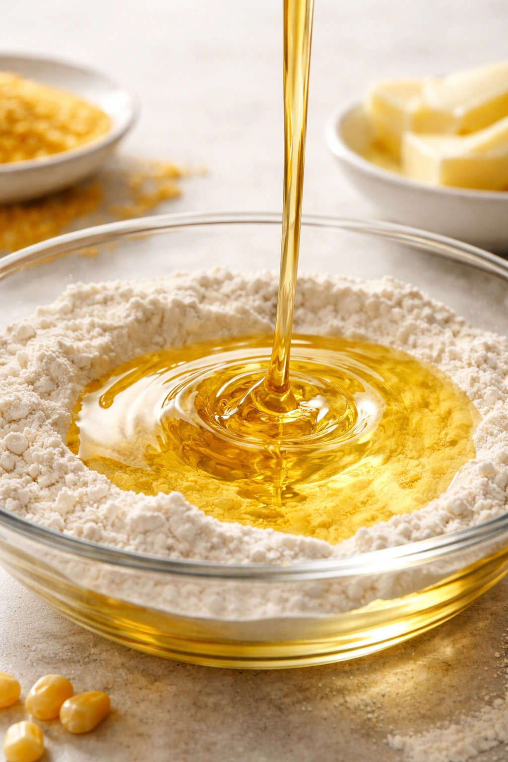 Pour of vegetable oil into a shallow bowl