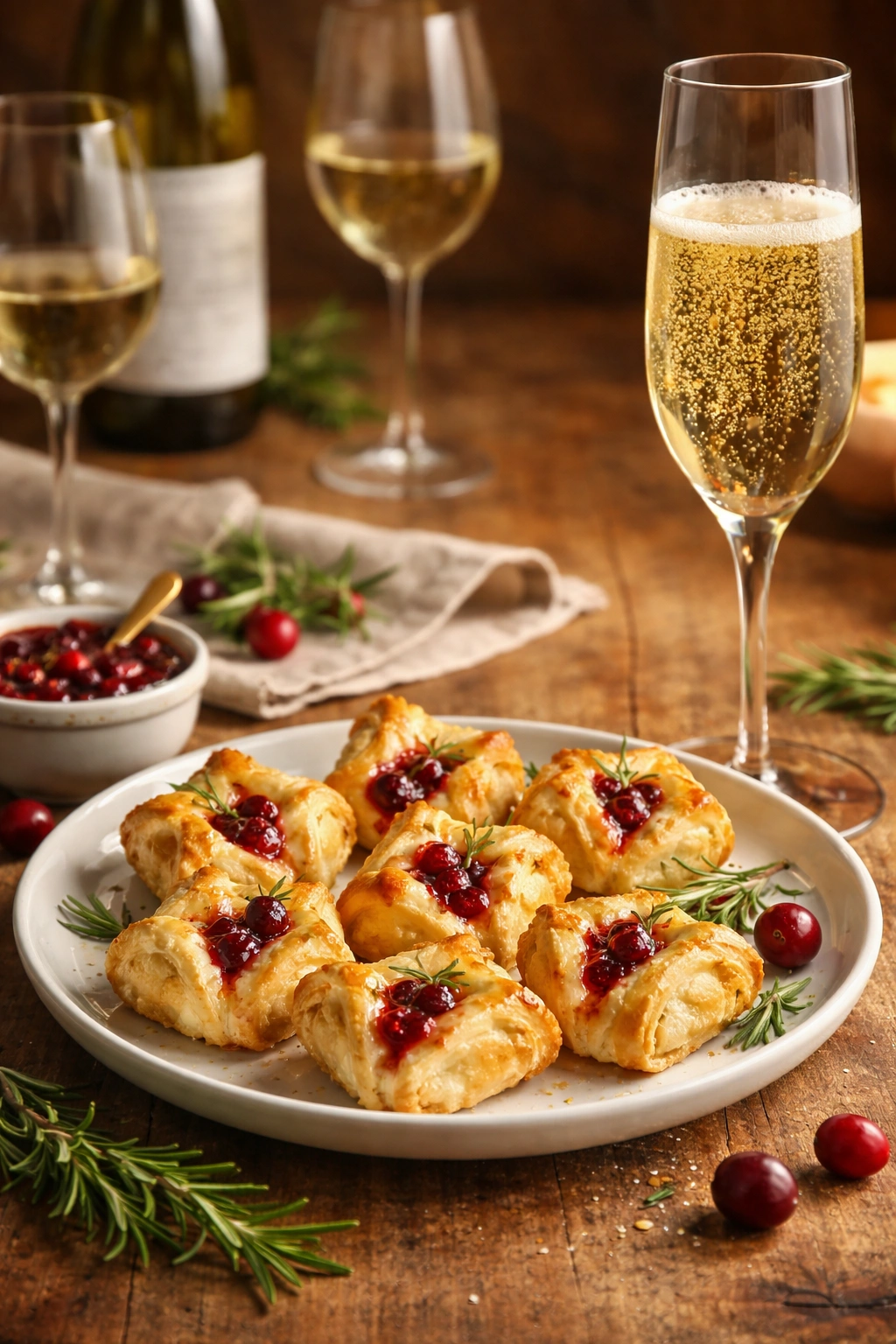 Bites with champagne pairing visuals