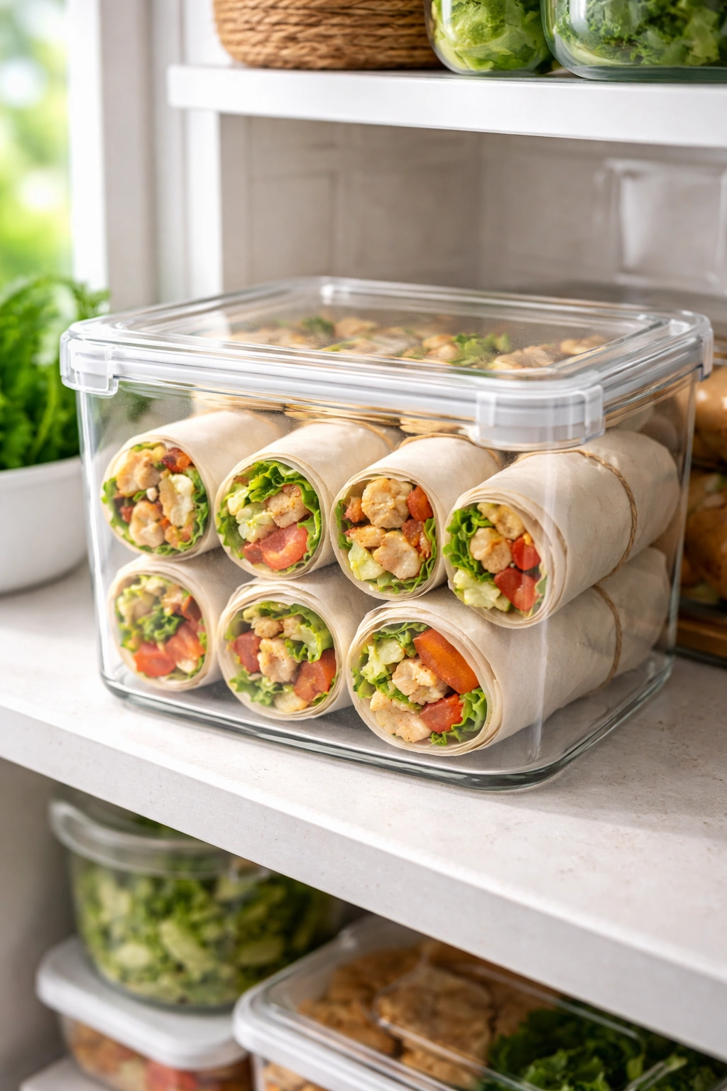 Airtight container with prepared wraps for storage