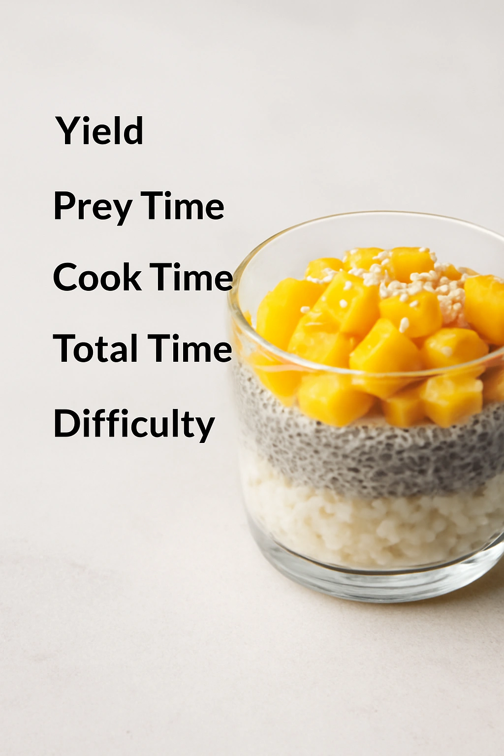 Dessert portion of Mango Sticky Rice Chia Pudding ready to serve