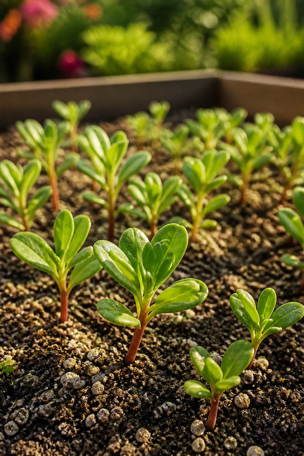 How To Grow 10 O'clock Flower Properly Like A Pro 1 Close-up of young 10 O'clock flowers moss rose seedlings in well-drained soil