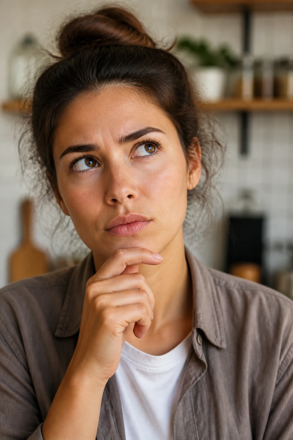 Thoughtful person in a kitchen considering acai berry FAQs