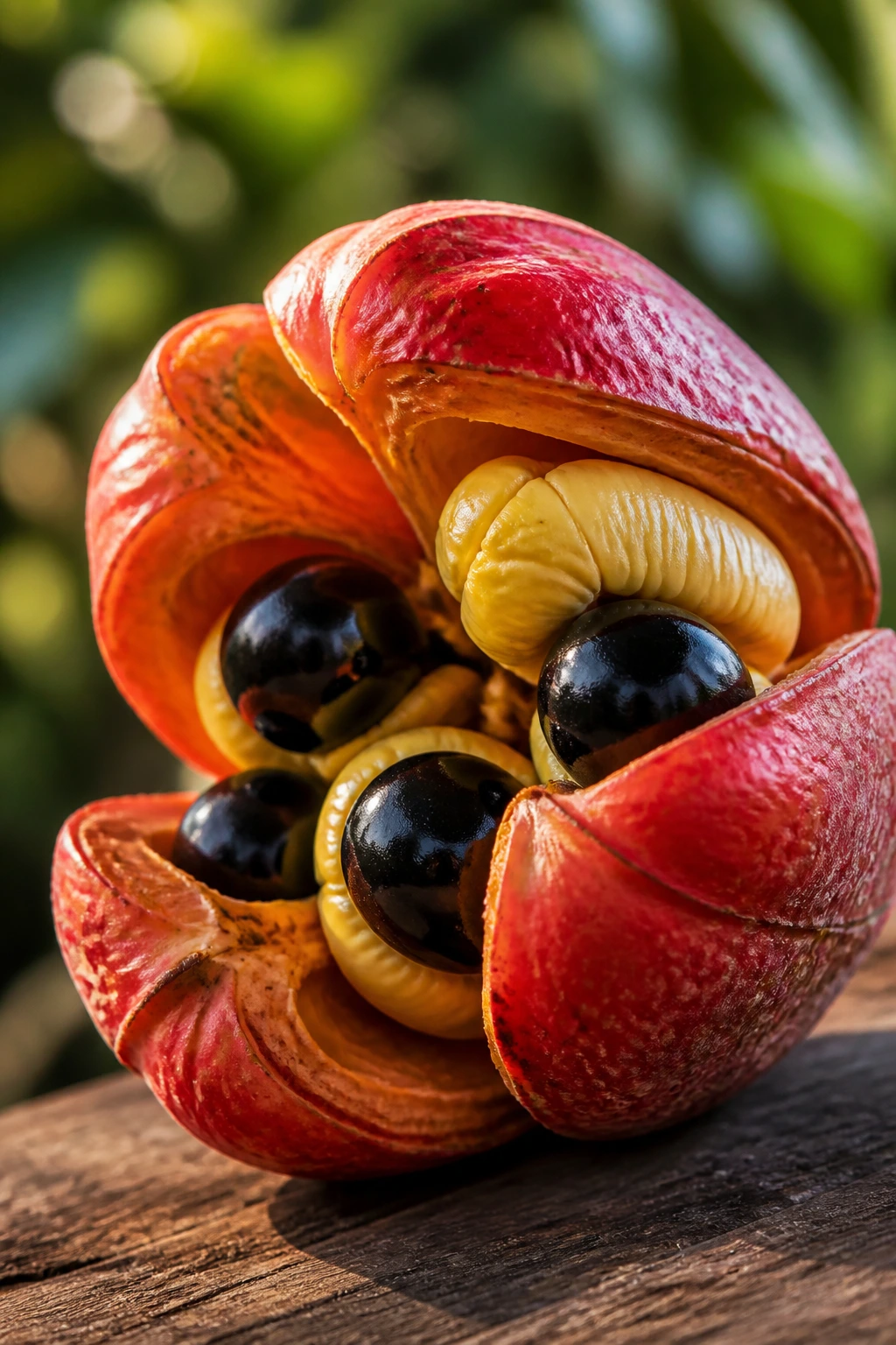 Ripe ackee fruit emphasizing ripeness and interior