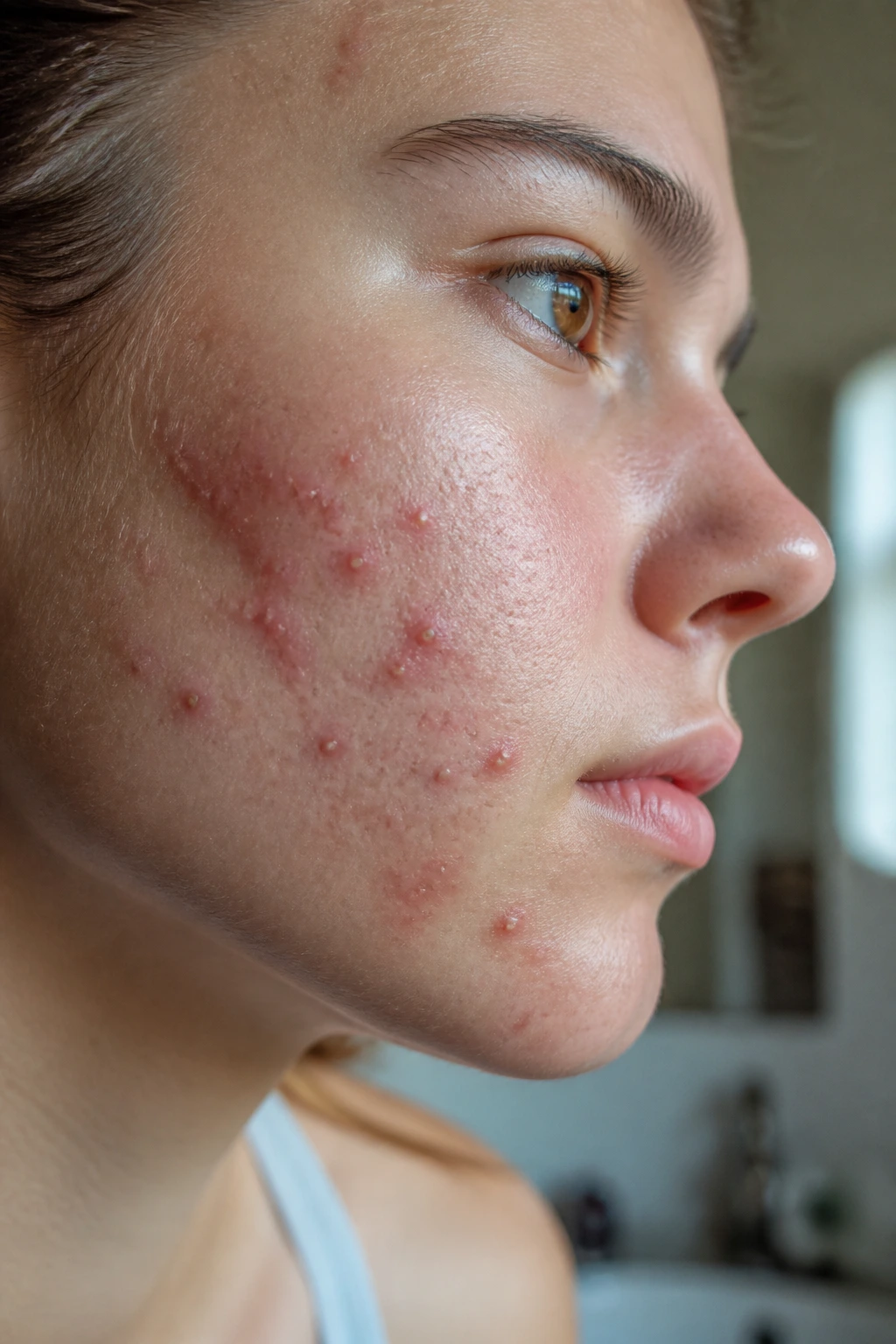 Banishing Breakouts: Are Pecans Good For Acne? 1 Close-up of acne-prone skin on a real person's cheek with pimples