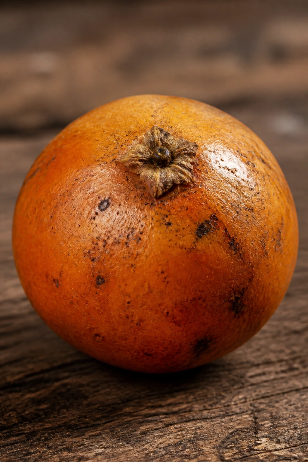 Ripe agbalumo close-up on rustic wooden background