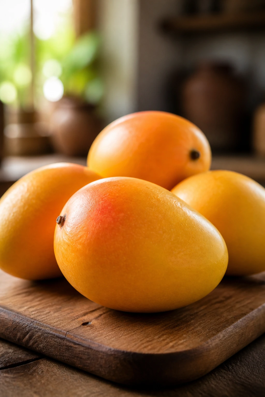 Tropical Showdown: Mango Vs Pineapple - A Comparison 8 Alphonso mango close-up on wooden board
